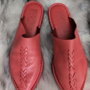 Free people Nova red leather slip on